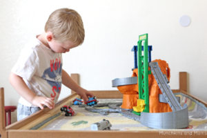 Turn a toddler bed into a train table in less than 5 minutes! with this crazy simple hack!