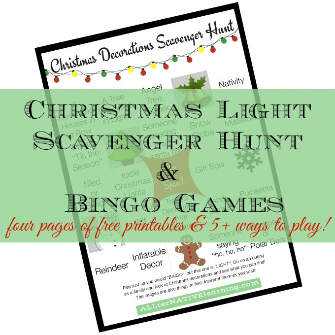 http://allternativelearning.com/christmas-light-scavenger-hunt-family-bingo/