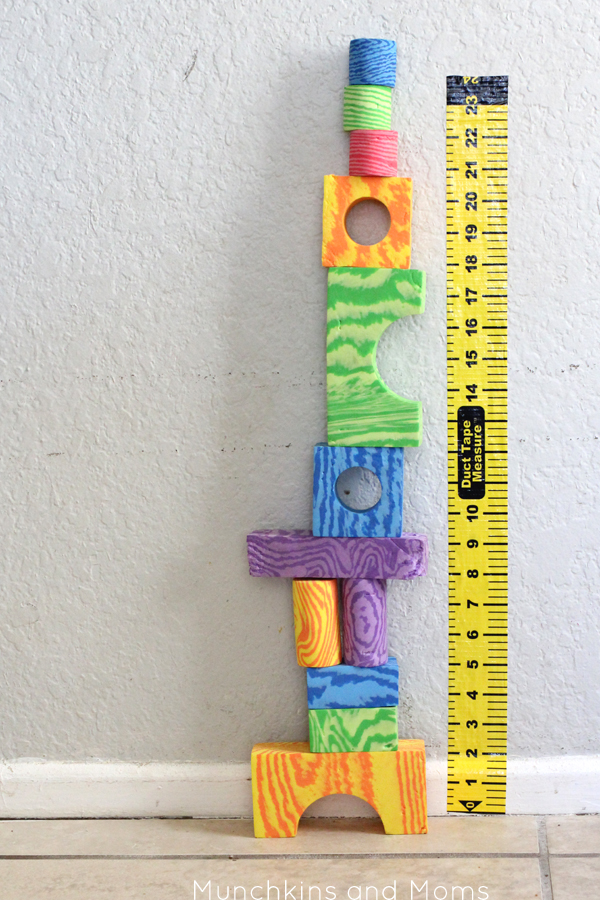 Preschool build and Measure block center | preschool STEM | This measuring tape is a necessity for block centers!