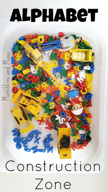 Alphabet Construction Zone Sensory bin