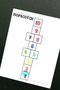 Finger Hopscotch- What a fun way for preschoolers to play, count, and practice fine motor skills!