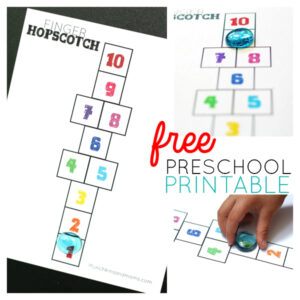 Finger Hopscotch- What a fun way for preschoolers to play, count, and practice fine motor skills!