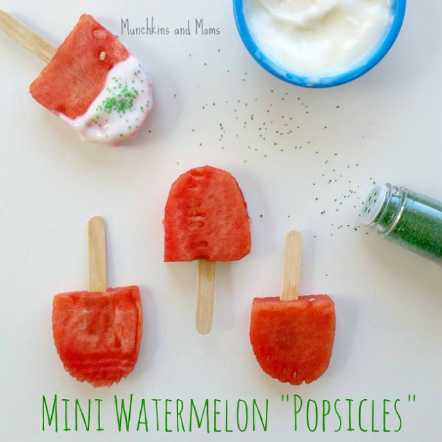 Mini watermelon popsicles are a super simple treat for preschoolers!