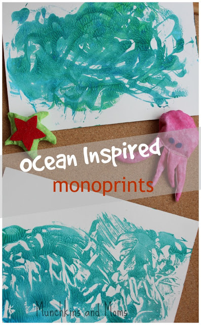 Ocean inspired monoprints are a fun and easy art project for preschoolers!