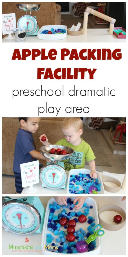 Create a fun Apple Packing Fcility for preschoolers to use in a fall dramatic play scene!