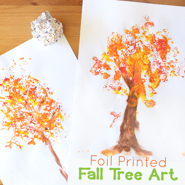 Foil printed Fall Tree Art! This is a great fall preschool art project, so easy!!