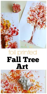 Foil printed Fall Tree Art! This is a great fall preschool art project, so easy!!