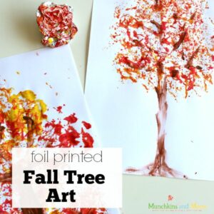 Make beautiful fall trees using foil printing! This is easy enough for preschoolers to do!