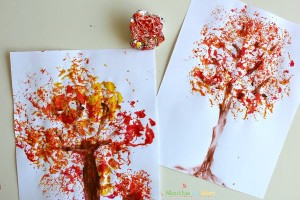 Make beautiful fall trees using foil printing! A great preschool art project!