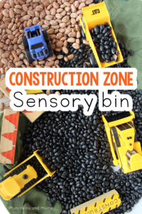 This construction zone sensory bin is great for kids who love all things tractor!