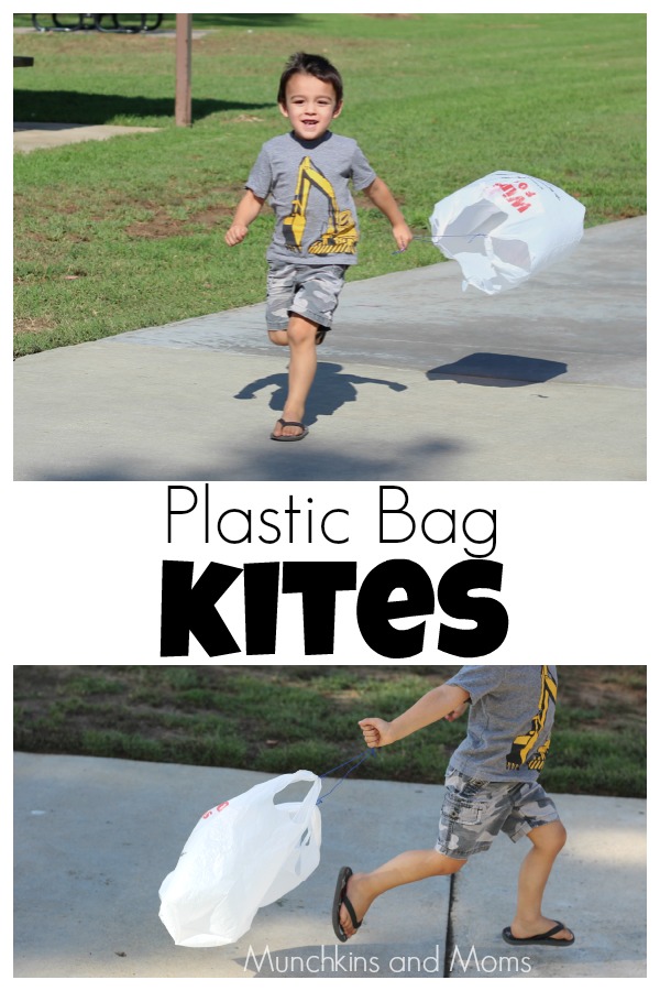 Windy day activity for preschoolers- Plastic bag kites!