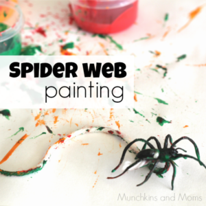 Paint with spiders and spder webs! A fun process art activity for kids who love arachnids!