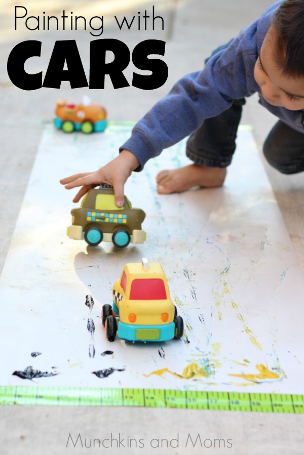Painting with cars- this would be great for a preschool trasportation theme!