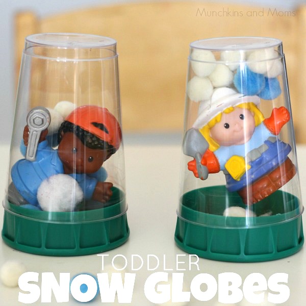 Toddler snow globes -great winter invitation to create!