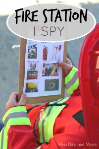 Fire Sation I SPY- a free printable for preschoolers. Perfect for community helpers theme and fire safety week!