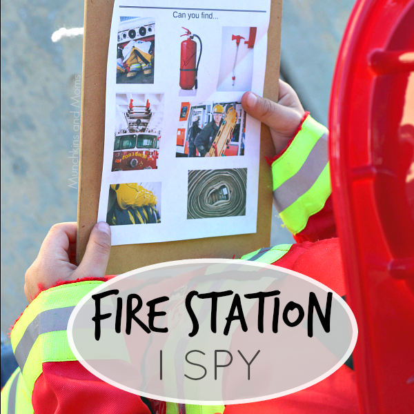 Fire Sation I SPY - a free printable for preschoolers. Perfect for community helpers theme and fire safety week!
