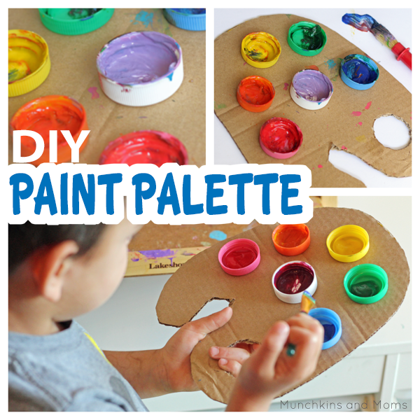 Make this simple DIY paint palette for preschoolers! Perfect for a painting party or art summer camp, too!