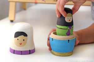 DIY Matryoshka Dolls (Russian nesting dolls). I like the modern and playful look of these ones!