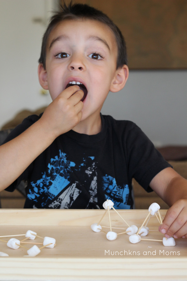 marshmallow and toothpick building challenge with preschoolers 