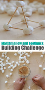 marshmallow and toothpick building challenge with preschoolers