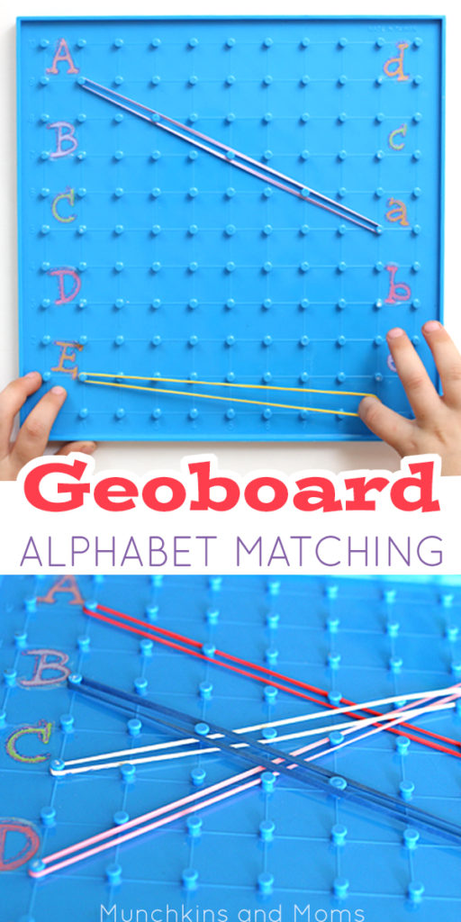 Combine fine motor skills and alphabet practice with this Alphabet Geoboard Activity!