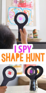 Take preschoolers on a shape hunt using these fun DIY I Spy magnifying glasses!