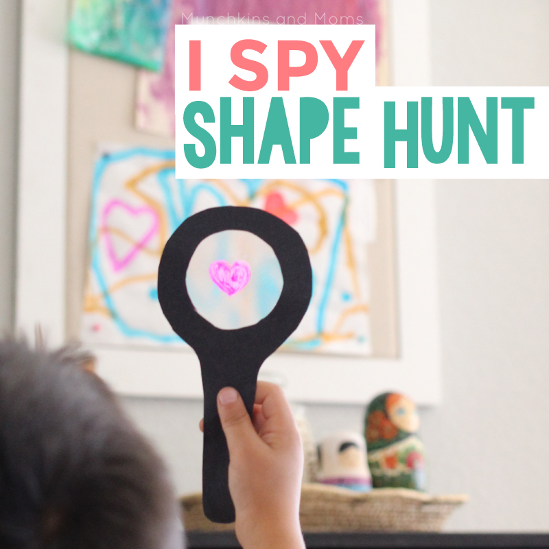 Take preschoolers on a shape hunt using these fun DIY I Spy magnifying glasses!