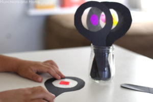 Take preschoolers on a shape hunt using these fun DIY I Spy magnifying glasses!