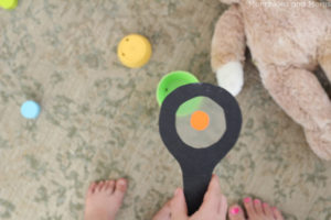 Take preschoolers on a shape hunt using these fun DIY I Spy magnifying glasses!