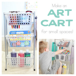 Create an Art Cart to store art supplies in a small space!