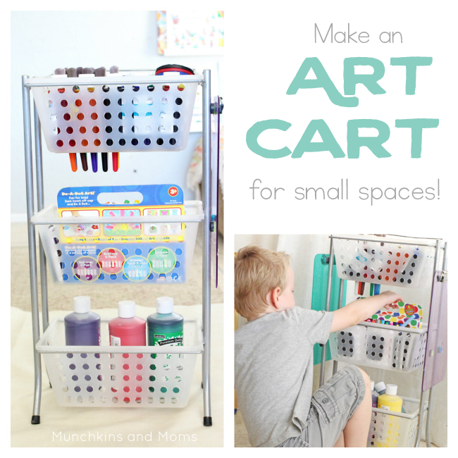 Create an Art Cart to store art supplies in a small space!