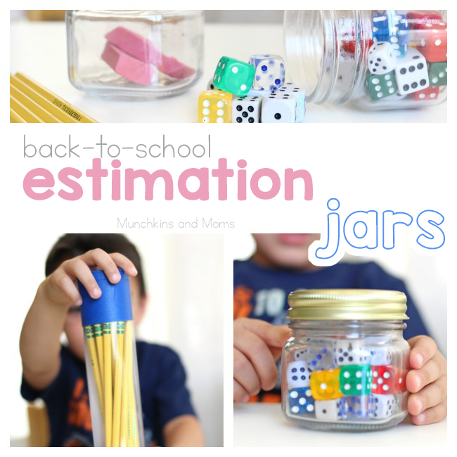 Use school supplies to create these back-to-school estimation jars!