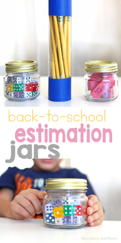 Use school supplies to create these back-to-school estimation jars!