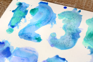 Make beautiful watercolors art with a foam numbers puzzle! Preschoolers and toddlers do great with this!
