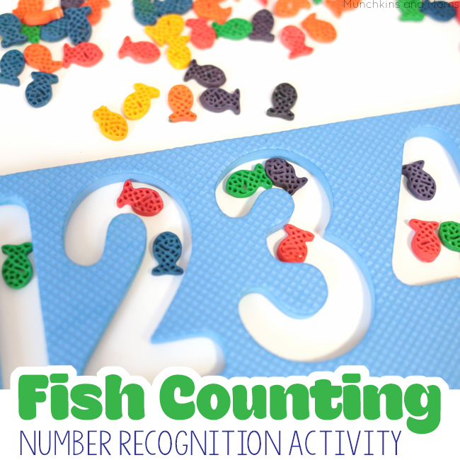 Fish counting and number recognition activity. Saving this idea for Read Across America/ Dr. Seuss' birthday (One Fish, Two Fish Red Fish Blue Fish activity)