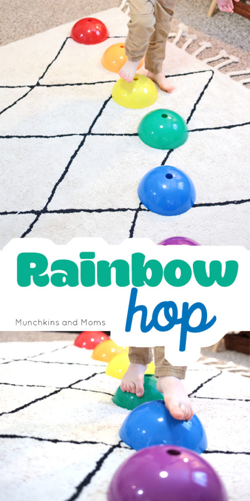 Make a gross motor rainbow game for preschoolers