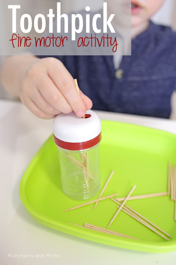 Toothpick fine motor activity- this is a great idea when I'm cooking dinner and need to get the kids to focus on something productive!