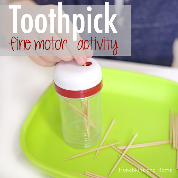 Toothpick fine motor activity- this is a great idea when I'm cooking dinner and need to get the kids to focus on something productive!